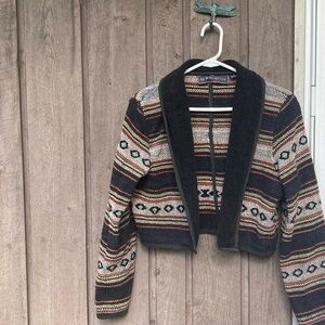 VINTAGE Jacket NEW IDENTITY Southwestern Retro Colorful Cotton Black Size Medium